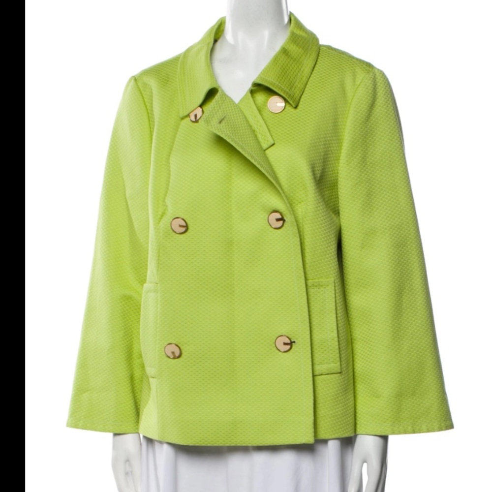 Escada Lime Green Blazer with Patterned Lining